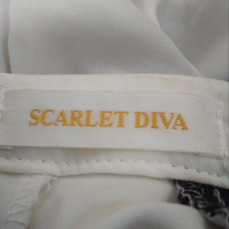 スカーレットディーバ SCARLET DIVA シャツ、ブラウス 長袖 フロント素材切り替え  白 / ホワイト / X 黒 / ブラック /  レディース USED 古着 中古 10011539