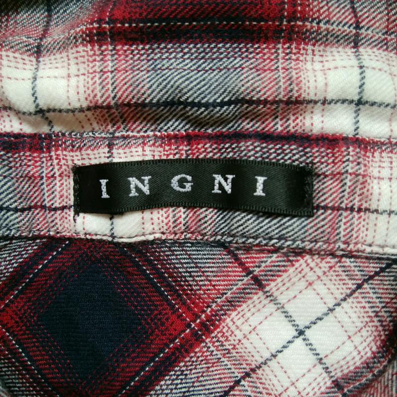 イング INGNI シャツ、ブラウス 長袖 M チェック 白 / ホワイト / X 黒 / ブラック / X 赤 / レッド /  レディース USED 古着 中古 10011577