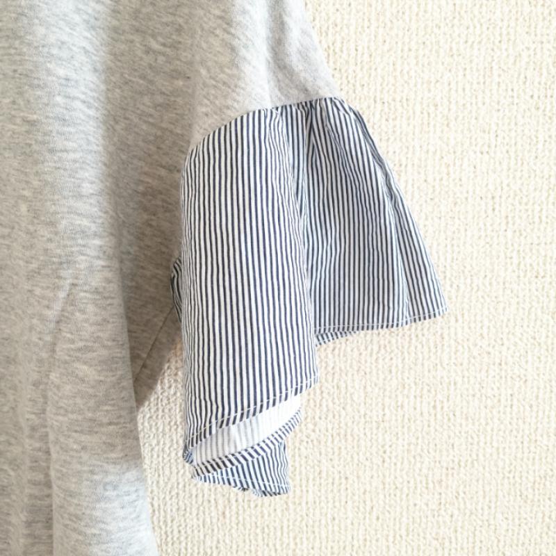 J.LACE J.LACE カットソー 半袖 無地 X ストライプ 灰 / グレー / X 白 / ホワイト / X 紺 / ネイビー /  レディース USED 古着 中古 10011655