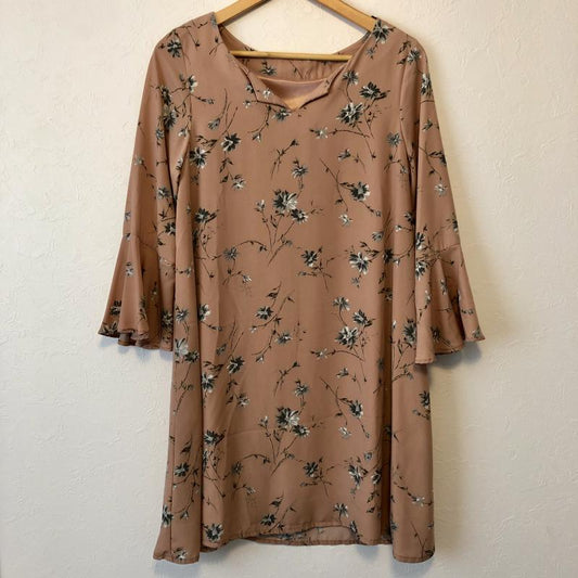 ヨーロ YOLO ワンピース ひざ丈スカート フレアスリーブ 36 花柄 桃 / ピンク /  レディース USED 古着 中古 10011700