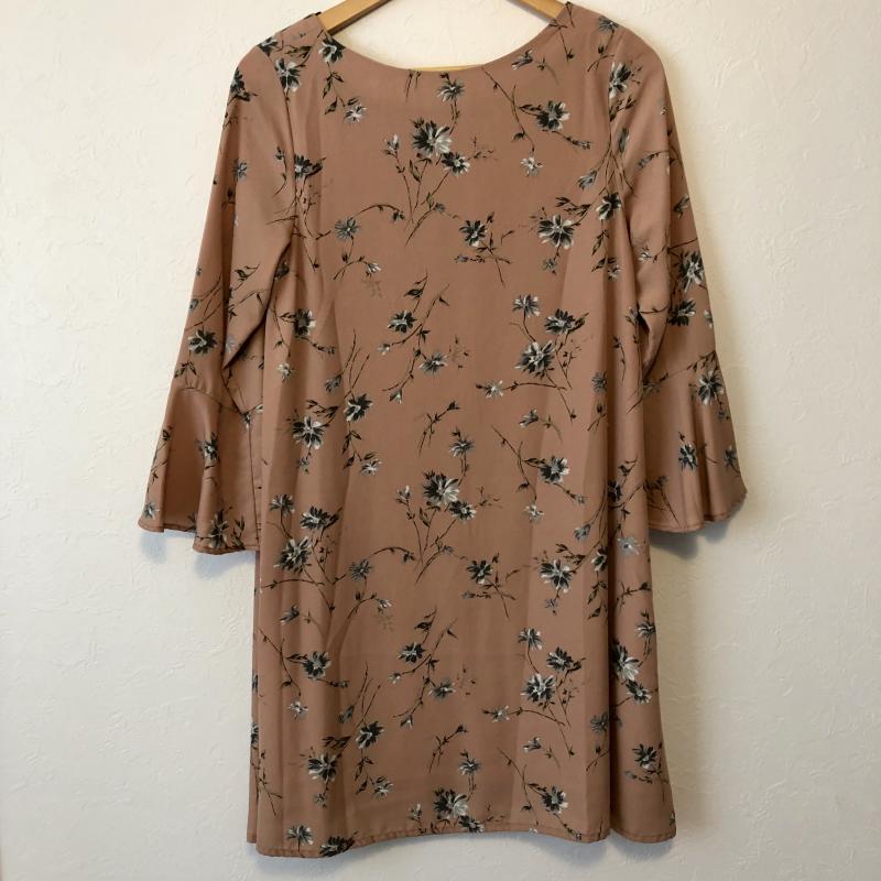 ヨーロ YOLO ワンピース ひざ丈スカート フレアスリーブ 36 花柄 桃 / ピンク /  レディース USED 古着 中古 10011700