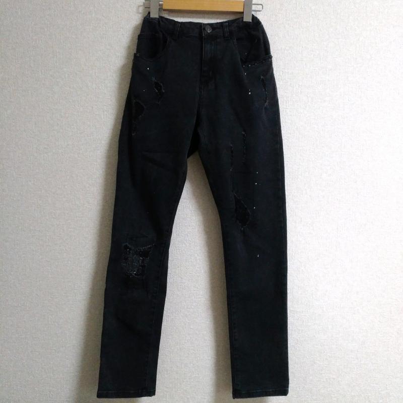 ザラ ZARA パンツ デニム、ジーンズ 無地 黒 / ブラック / X 白 / ホワイト /  ボーイズ USED 古着 中古 10011723