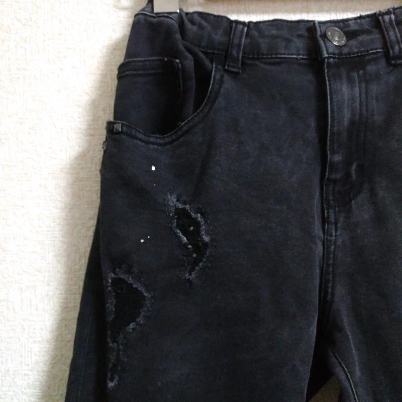ザラ ZARA パンツ デニム、ジーンズ 無地 黒 / ブラック / X 白 / ホワイト /  ボーイズ USED 古着 中古 10011723