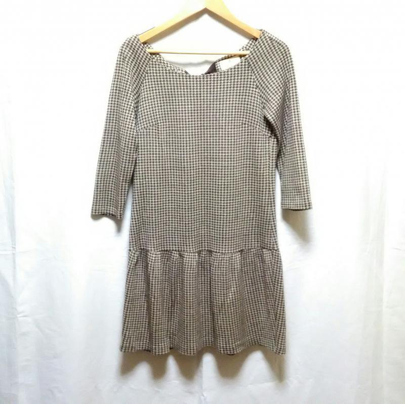 ルビーリベット Rubyrivet ワンピース ひざ丈スカート 38 千鳥格子 ベージュ / ベージュ / X 茶 / ブラウン /  レディース USED 古着 中古 10011901