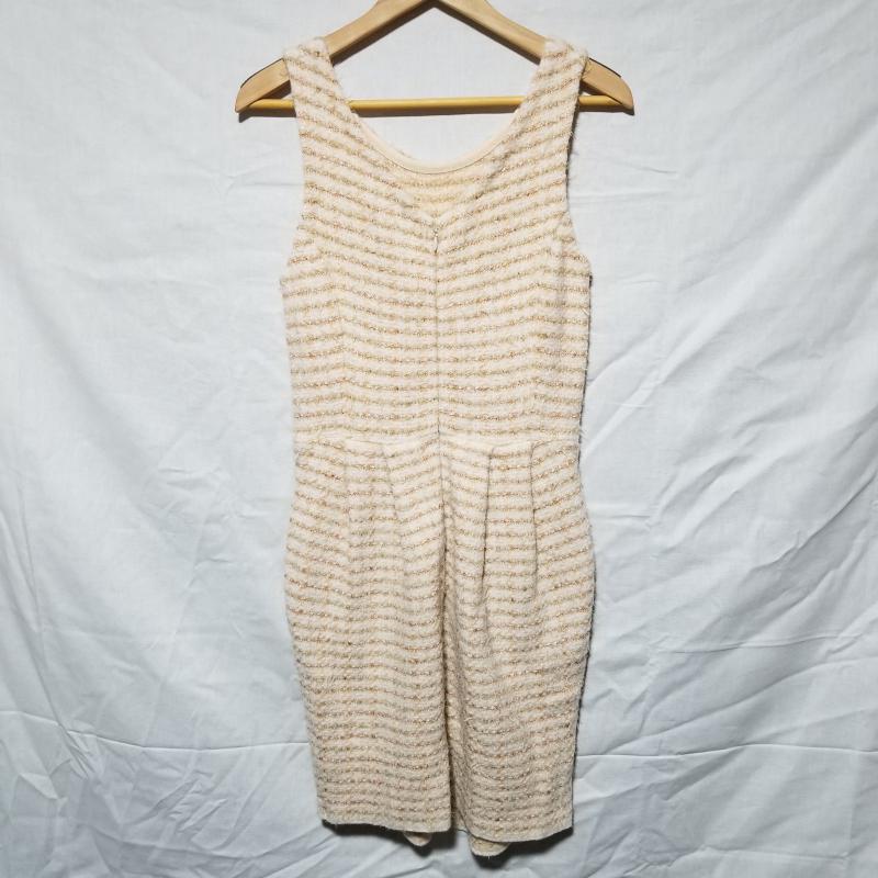 リッチミープレミアサロン Riccimie PREMIERE SALON ワンピース ひざ丈スカート S  X ストライプ 白 / ホワイト / X ベージュ / ベージュ /  レディース USED 古着 中古 10012015