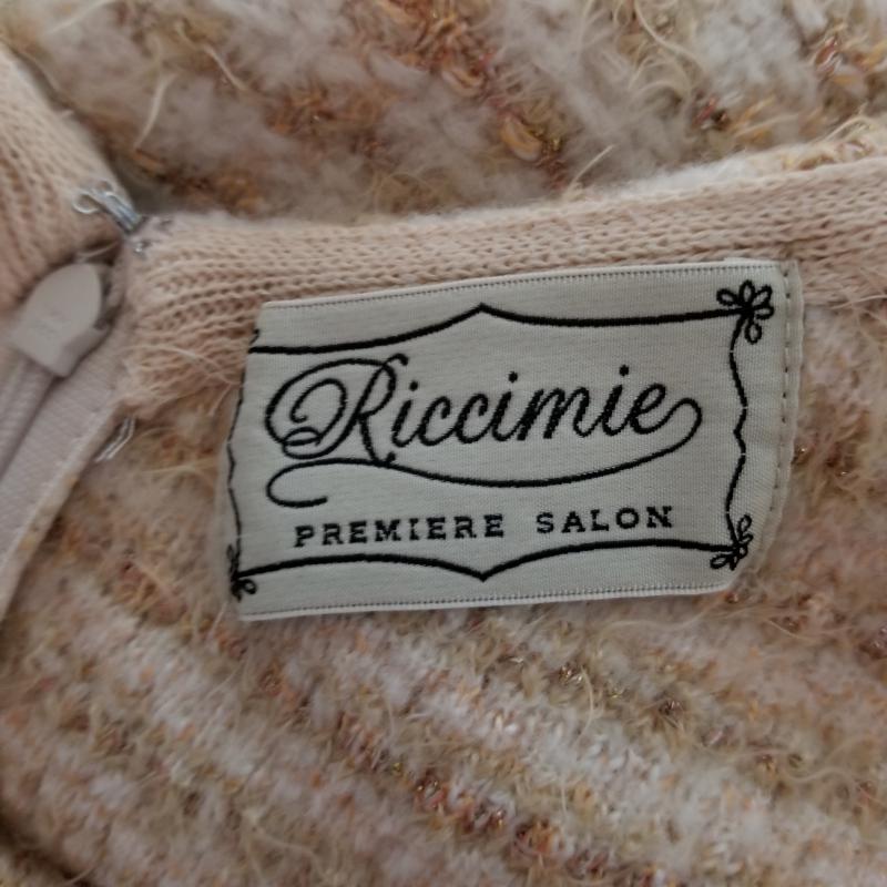 リッチミープレミアサロン Riccimie PREMIERE SALON ワンピース ひざ丈スカート S  X ストライプ 白 / ホワイト / X ベージュ / ベージュ /  レディース USED 古着 中古 10012015