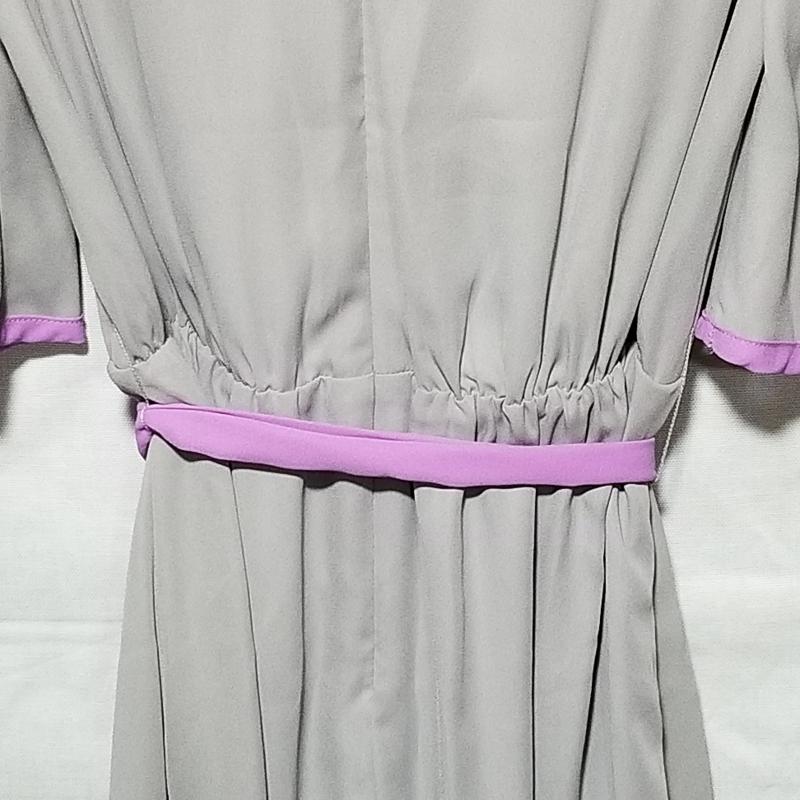 ミリオンカラッツ MILLION CARATS ワンピース ひざ丈スカート リボン付き S 無地 灰 / グレー / X 紫 / パープル /  レディース USED 古着 中古 10012027