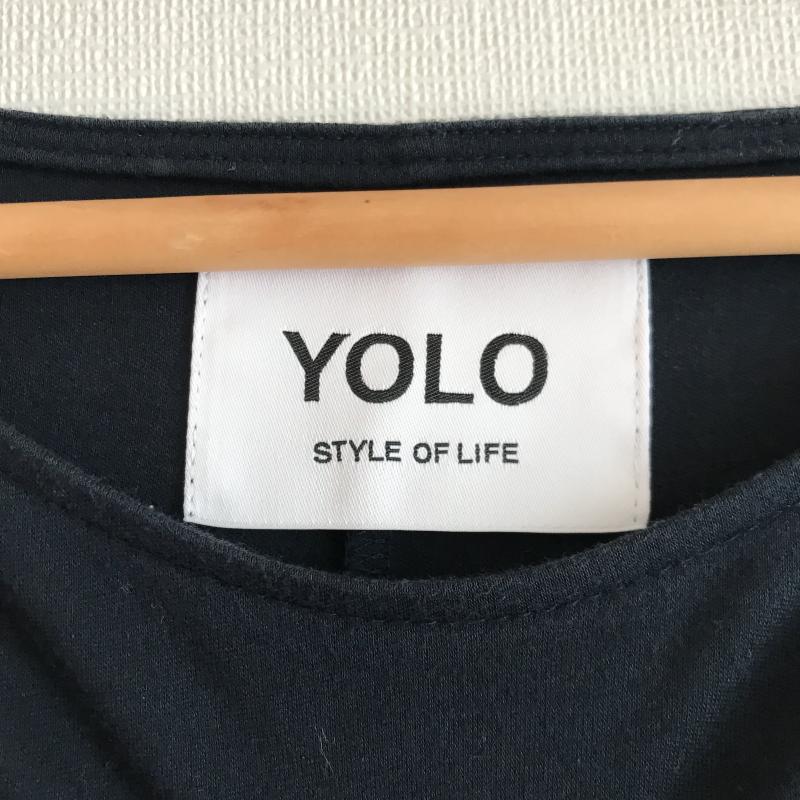 ヨーロ YOLO カットソー 半袖 ノースリーブ 36 無地 紺 / ネイビー /  レディース USED 古着 中古 10012073