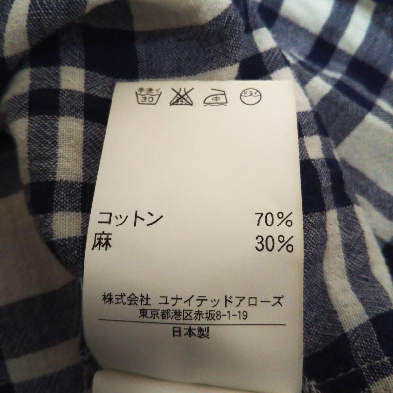 リズムオブライフ Rhythm of Life カットソー 七分袖 チェック 白 / ホワイト / X 紺 / ネイビー /  レディース USED 古着 中古 10012571