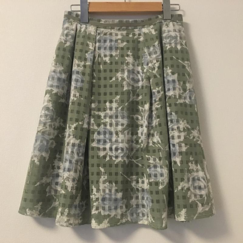 ミッシュマッシュ MISCH MASCH スカート ひざ丈スカート M 花柄 X チェック X 総柄 緑 / グリーン / X 白 / ホワイト / X 灰 / グレー /  レディース USED 古着 中古 10012624