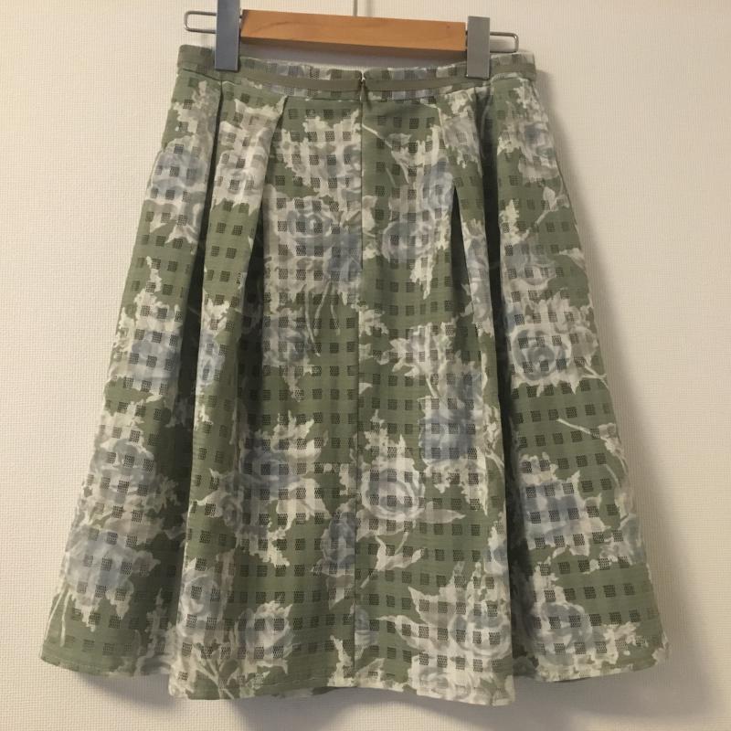 ミッシュマッシュ MISCH MASCH スカート ひざ丈スカート M 花柄 X チェック X 総柄 緑 / グリーン / X 白 / ホワイト / X 灰 / グレー /  レディース USED 古着 中古 10012624