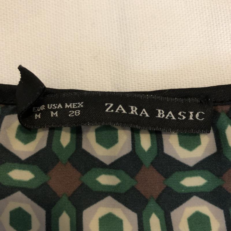 ザラベーシック ZARA BASIC ワンピース ひざ丈スカート ドルマンスリーブワンピース M 総柄 黒 / ブラック / X 茶 / ブラウン / X 緑 / グリーン / X 灰 / グレー /  レディース USED 古着 中古 10012949