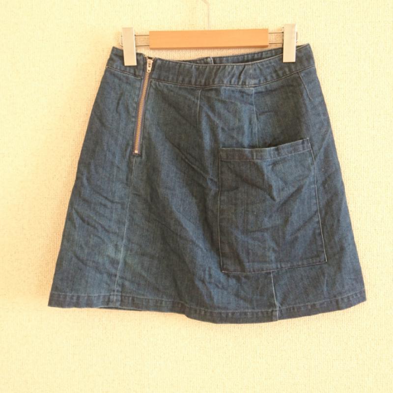 ローリーズファーム LOWRYS FARM スカート ひざ丈スカート デニムスカート M 無地 インディゴ / インディゴ /  レディース USED 古着 中古 10013065