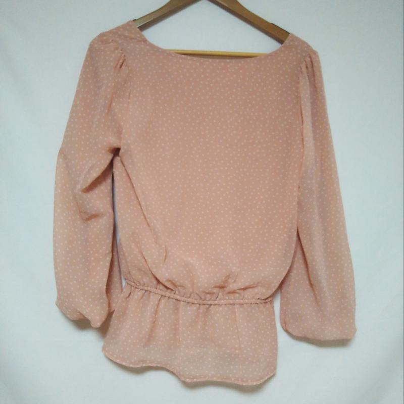 ロペピクニック ROPE' PICNIC カットソー 長袖 38 ドット 白 / ホワイト / X 桃 / ピンク /  レディース USED 古着 中古 10013113