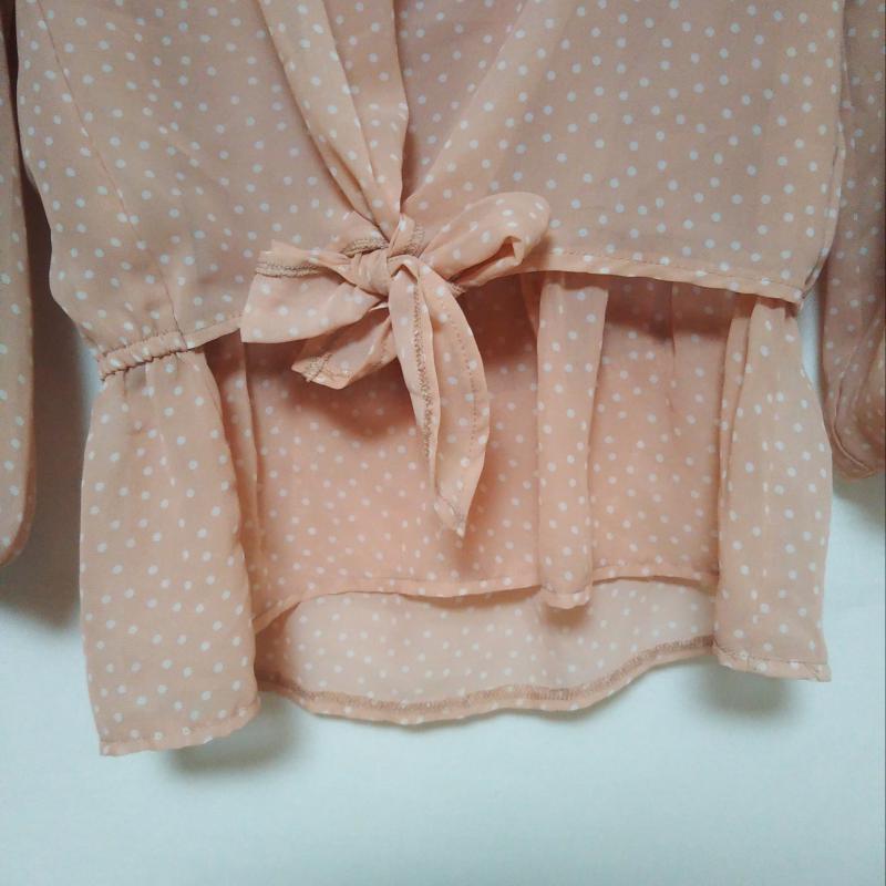 ロペピクニック ROPE' PICNIC カットソー 長袖 38 ドット 白 / ホワイト / X 桃 / ピンク /  レディース USED 古着 中古 10013113