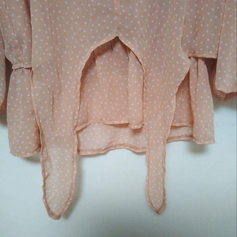 ロペピクニック ROPE' PICNIC カットソー 長袖 38 ドット 白 / ホワイト / X 桃 / ピンク /  レディース USED 古着 中古 10013113