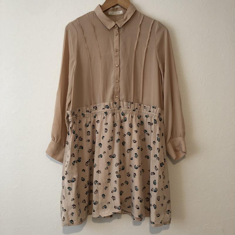 ローリーズファーム LOWRYS FARM ワンピース ひざ丈スカート シフォンシャツ切り替えワンピ L 無地 X 花柄 桃 / ピンク / X 黒 / ブラック / X 青 / ブルー / X 緑 / グリーン /  レディース USED 古着 中古 10013228