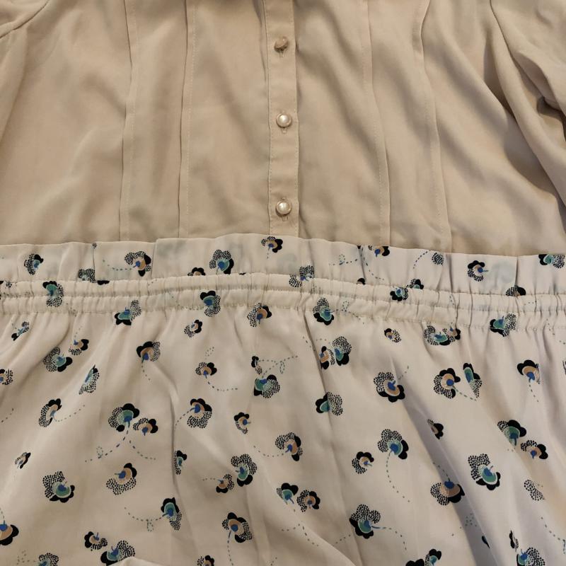 ローリーズファーム LOWRYS FARM ワンピース ひざ丈スカート シフォンシャツ切り替えワンピ L 無地 X 花柄 桃 / ピンク / X 黒 / ブラック / X 青 / ブルー / X 緑 / グリーン /  レディース USED 古着 中古 10013228