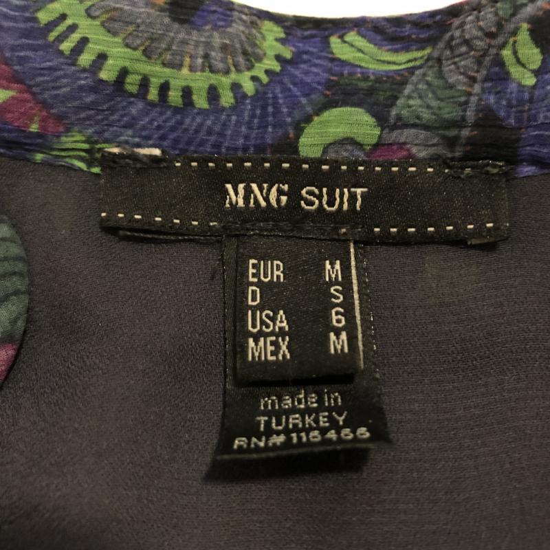 マンゴ MNG ワンピース ひざ丈スカート シルク シフォンワンピース M 総柄 X 幾何柄 X  X 花柄 黒 / ブラック / X 灰 / グレー / X 紫 / パープル / X 緑 / グリーン /  レディース USED 古着 中古 10013437