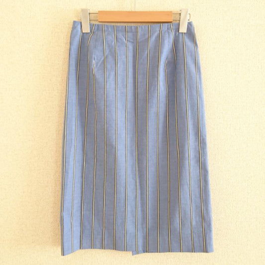 ロペ ROPE' スカート ひざ丈スカート 36 ストライプ 青 / ブルー / X 白 / ホワイト / X 黒 / ブラック /  レディース USED 古着 中古 10013470