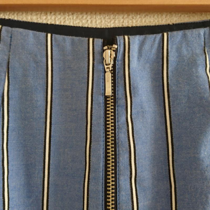 ロペ ROPE' スカート ひざ丈スカート 36 ストライプ 青 / ブルー / X 白 / ホワイト / X 黒 / ブラック /  レディース USED 古着 中古 10013470