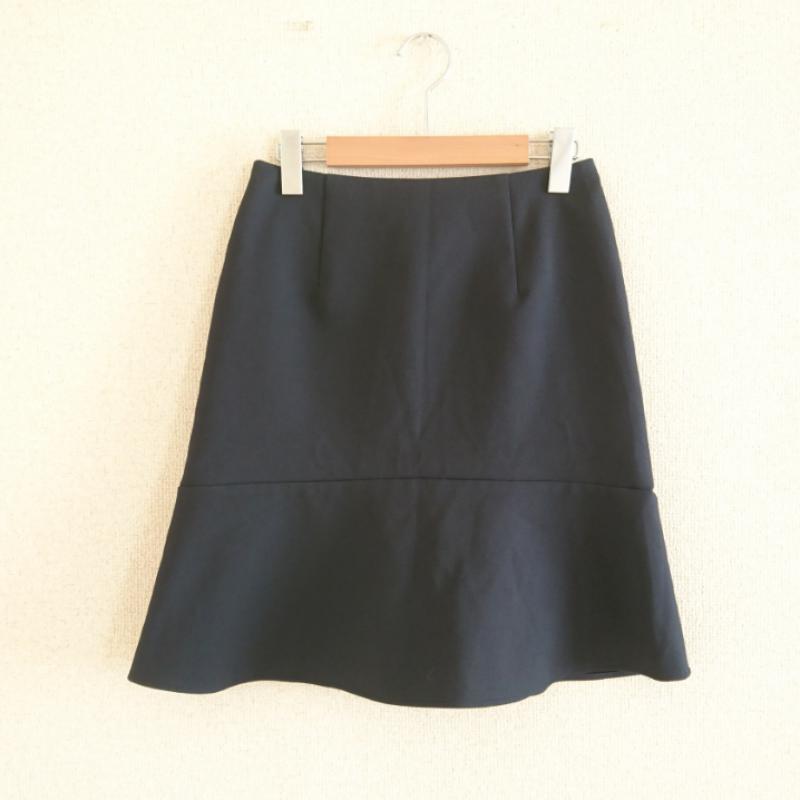 モナブルフォーグリーンレーベルリラクシング monable for green label relaxing スカート ひざ丈スカート 38 無地 紺 / ネイビー /  レディース USED 古着 中古 10013488