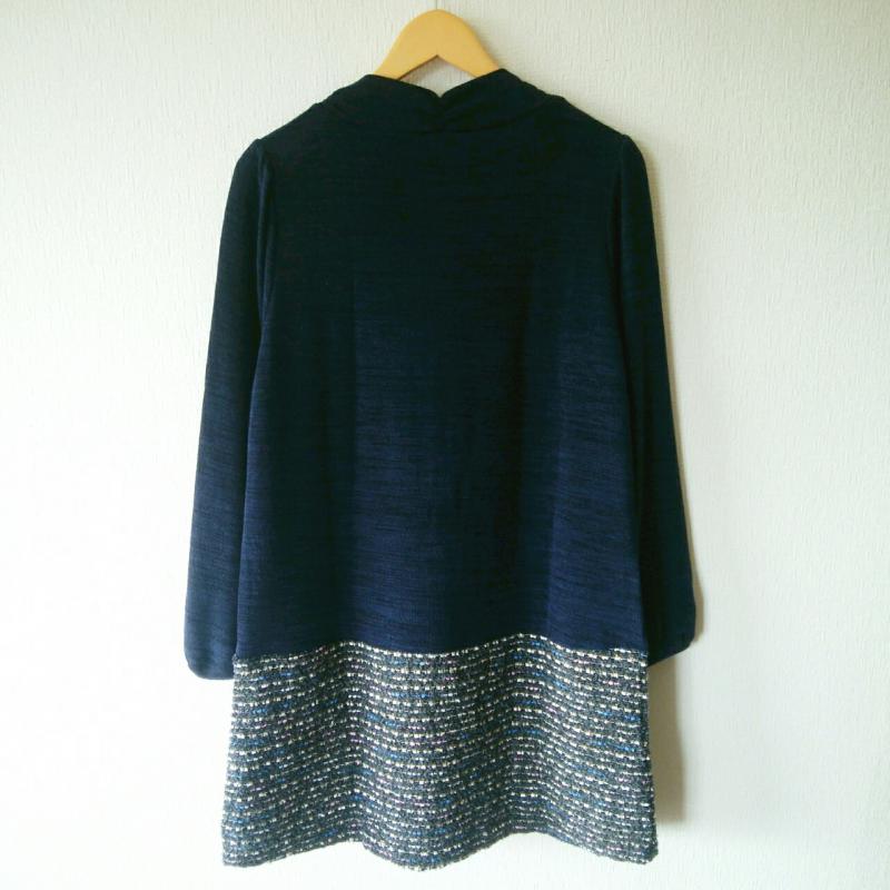 リブインコンフォート Live in comfort ワンピース ひざ丈スカート 3L 無地 X  紺 / ネイビー /  レディース USED 古着 中古 10013528