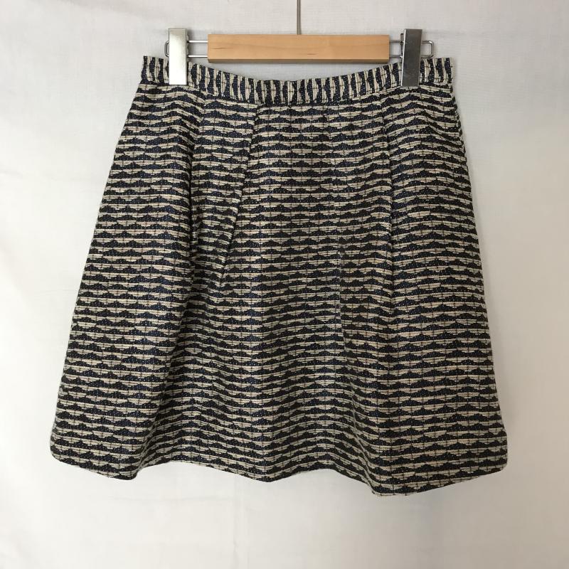 フレームワーク FRAMeWORK スカート ミニスカート 38 総柄 紺 / ネイビー / X ベージュ / ベージュ /  レディース USED 古着 中古 10013640