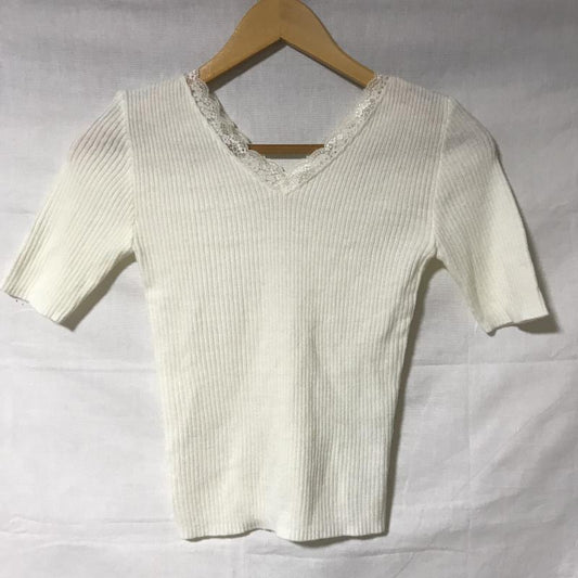 デュカ Dukkah ニット、セーター 半袖 FREE 無地 白 / ホワイト /  レディース USED 古着 中古 10013660