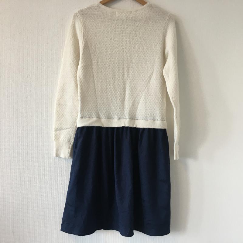 ロペピクニック ROPE' PICNIC ワンピース ひざ丈スカート ウエスト素材切り替え 38 無地 白 / ホワイト / X 紺 / ネイビー /  レディース USED 古着 中古 10013720