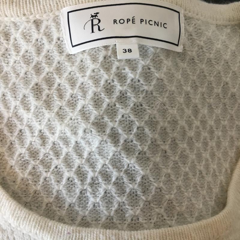ロペピクニック ROPE' PICNIC ワンピース ひざ丈スカート ウエスト素材切り替え 38 無地 白 / ホワイト / X 紺 / ネイビー /  レディース USED 古着 中古 10013720
