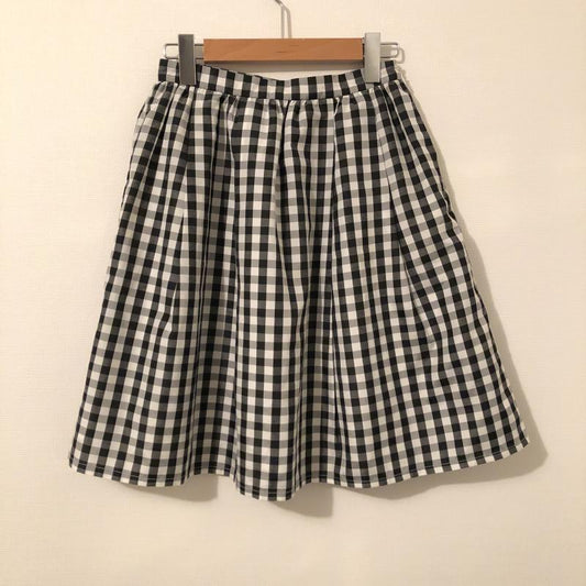 シンプリシテェ Simplicite スカート ひざ丈スカート 36 チェック 白 / ホワイト / X 黒 / ブラック /  レディース USED 古着 中古 10013802