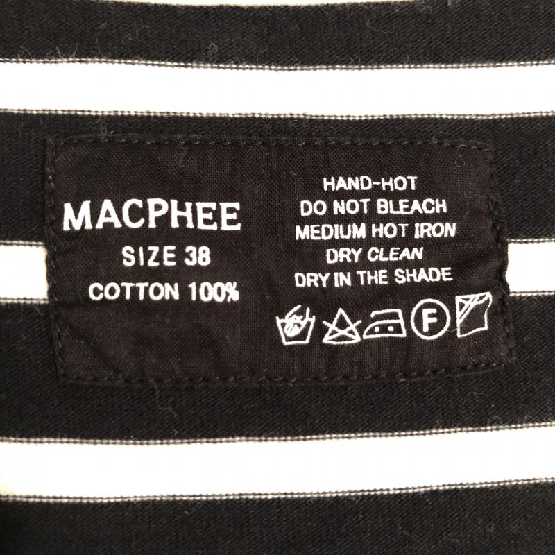 マカフィー MACPHEE ワンピース ひざ丈スカート 胸にビジュー 38 ボーダー柄 白 / ホワイト / X 黒 / ブラック /  レディース USED 古着 中古 10014066