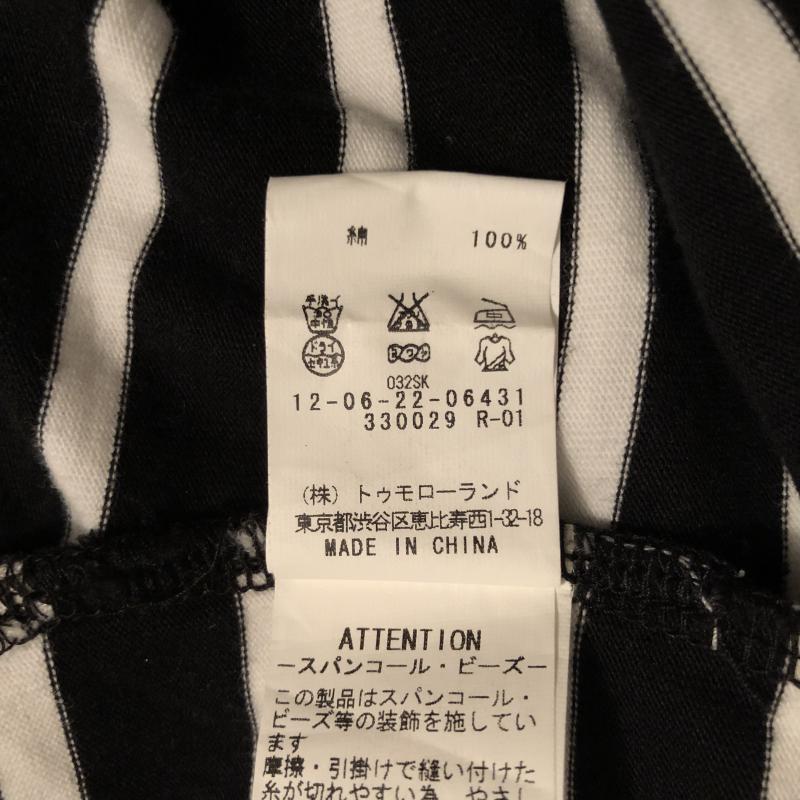 マカフィー MACPHEE ワンピース ひざ丈スカート 胸にビジュー 38 ボーダー柄 白 / ホワイト / X 黒 / ブラック /  レディース USED 古着 中古 10014066