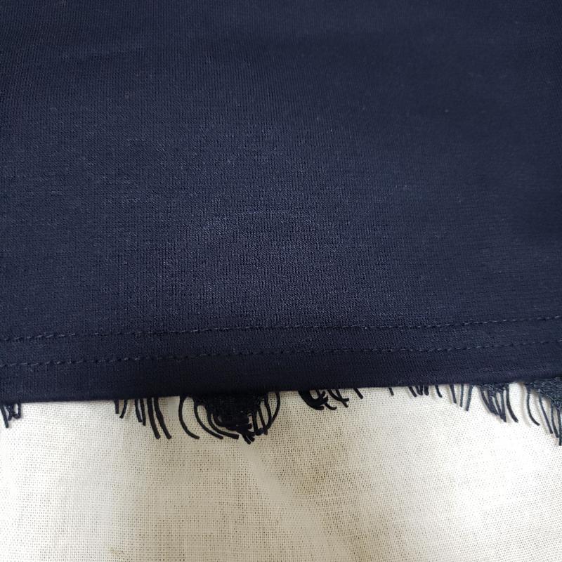ウィーバー Weaver ワンピース ひざ丈スカート 花柄レース、七分丈 M  紺 / ネイビー /  レディース USED 古着 中古 10014170