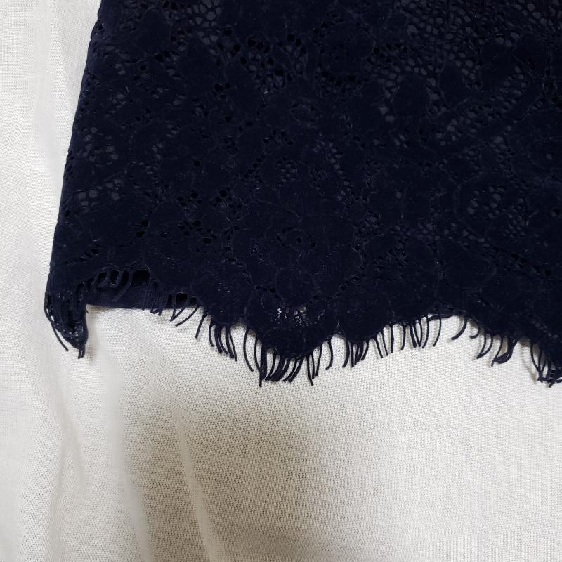 ウィーバー Weaver ワンピース ひざ丈スカート 花柄レース、七分丈 M  紺 / ネイビー /  レディース USED 古着 中古 10014170