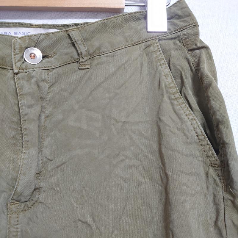 ザラベーシック ZARA BASIC パンツ スラックス 34 無地 茶 / ブラウン / X カーキ / カーキ /  レディース USED 古着 中古 10014460