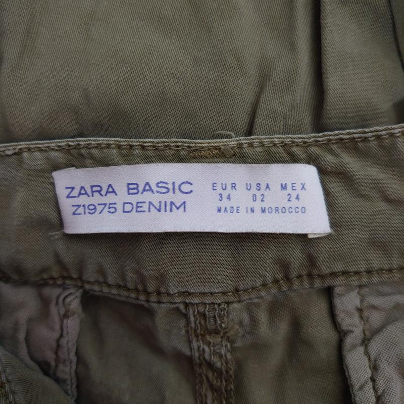 ザラベーシック ZARA BASIC パンツ スラックス 34 無地 茶 / ブラウン / X カーキ / カーキ /  レディース USED 古着 中古 10014460