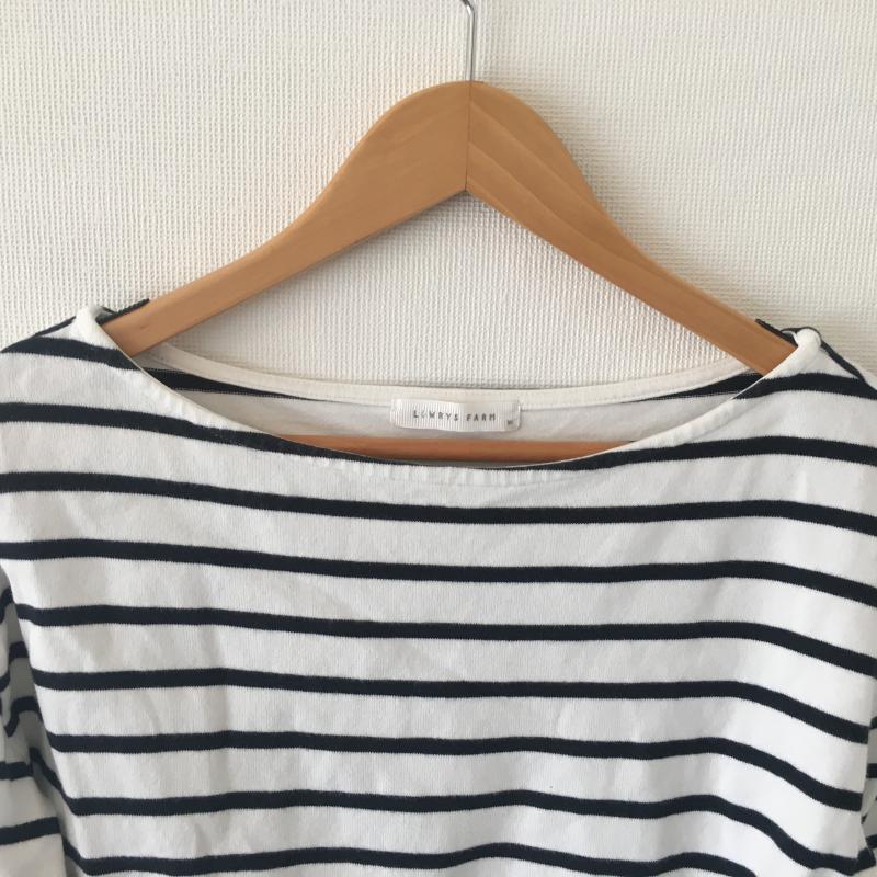 ローリーズファーム LOWRYS FARM カットソー 七分袖 M ボーダー柄 X 総柄 白 / ホワイト / X 黒 / ブラック /  レディース USED 古着 中古 10014535