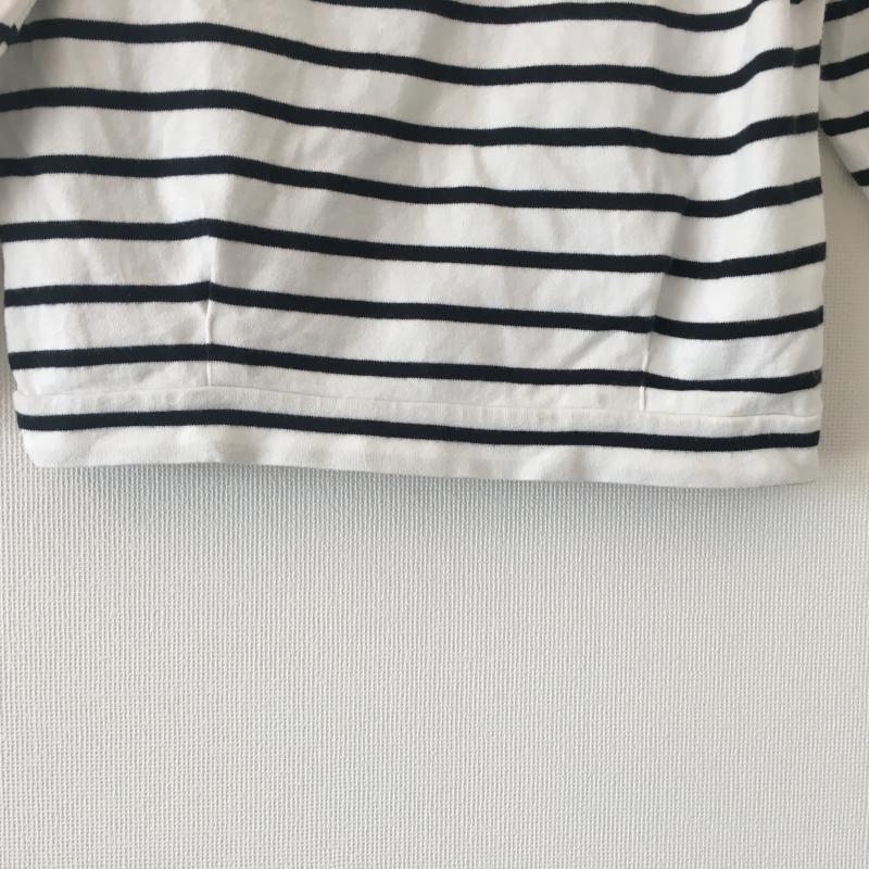 ローリーズファーム LOWRYS FARM カットソー 七分袖 M ボーダー柄 X 総柄 白 / ホワイト / X 黒 / ブラック /  レディース USED 古着 中古 10014535