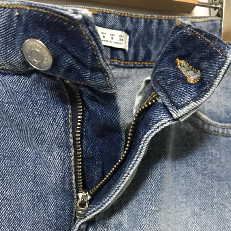 ザラベーシック ZARA BASIC スカート ミニスカート デニムスカート S 無地 X ダメージ加工 インディゴ / インディゴ /  レディース USED 古着 中古 10014984