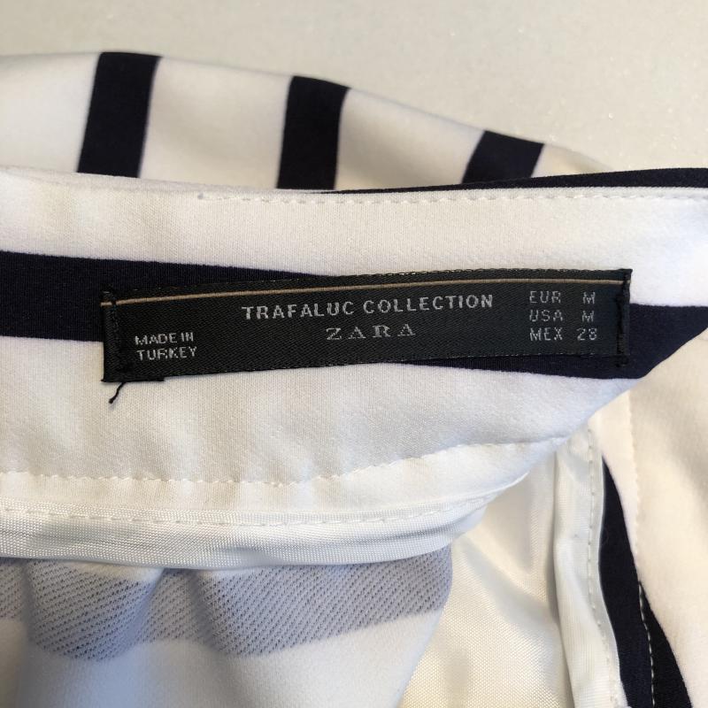 ザラ ZARA TRAFALUC スカート ひざ丈スカート M ボーダー柄 白 / ホワイト / X 黒 / ブラック /  レディース USED 古着 中古 10015012