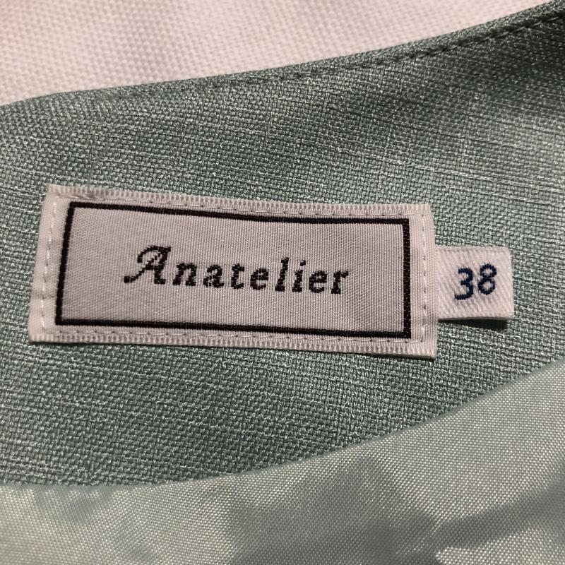 アナトリエ anatelier ワンピース ミニスカート 38 無地 X ワンポイント 黒 / ブラック / X 緑 / グリーン /  レディース USED 古着 中古 10015099
