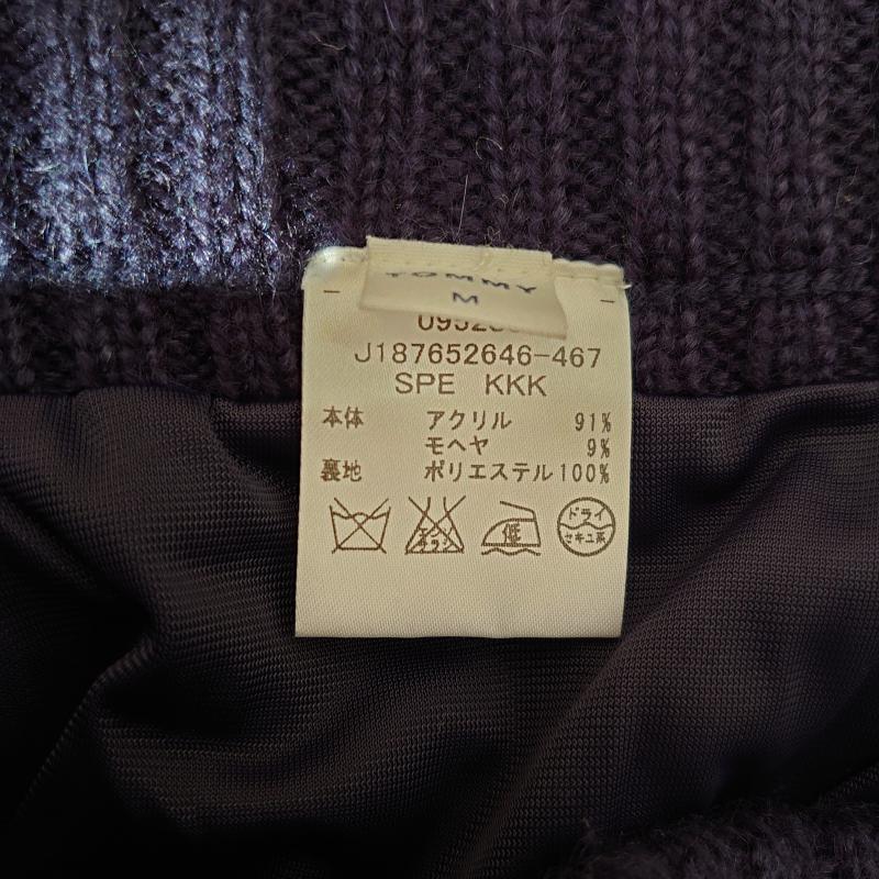 トミー TOMMY スカート ひざ丈スカート ニットスカート M 無地 X ロゴ、文字 紺 / ネイビー /  レディース USED 古着 中古 10015400