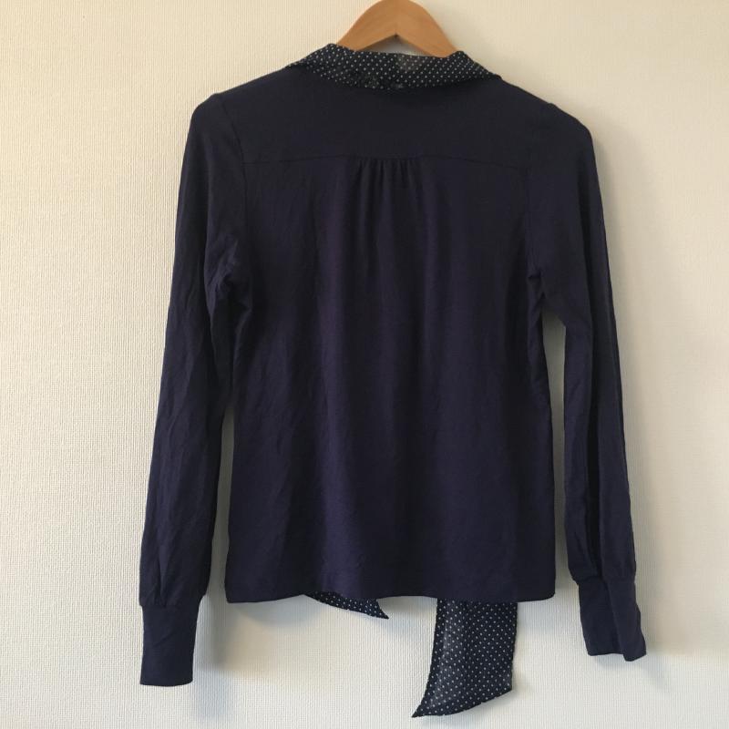 ピンクムスー PINK MOUSSEUX カットソー 長袖 38 無地 X ドット 紺 / ネイビー / X 白 / ホワイト /  レディース USED 古着 中古 10015551