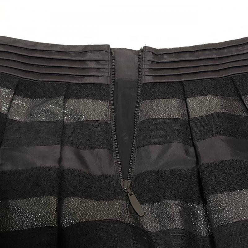 ボディードレッシングデラックス BODY DRESSING Deluxe スカート ひざ丈スカート 38 ボーダー柄 黒 / ブラック / X 銀 / シルバー /  レディース USED 古着 中古 10015658