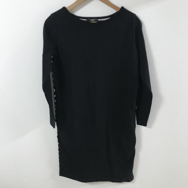 ルール RULe ワンピース ひざ丈スカート L 無地 X ボーダー柄 黒 / ブラック / X 白 / ホワイト /  レディース USED 古着 中古 10015834