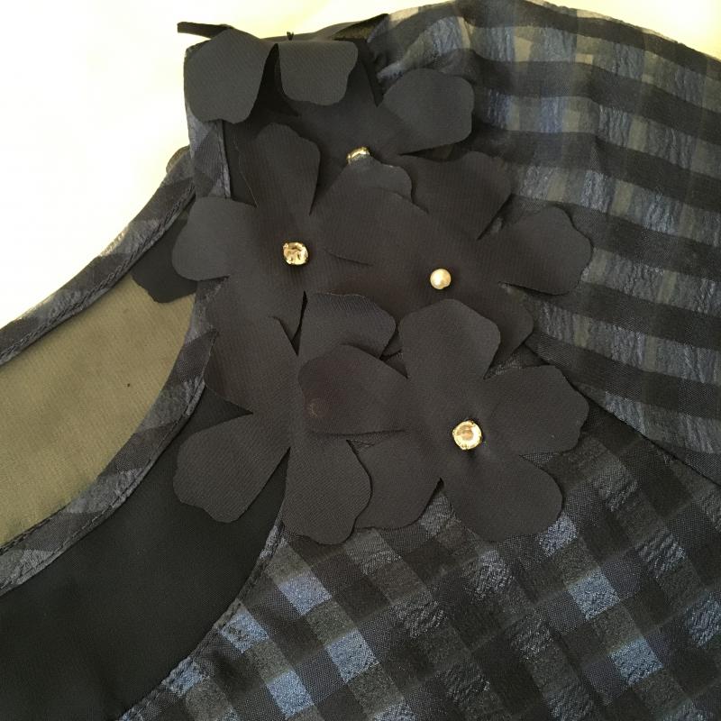 ウィルセレクション WILLSELECTION セットアップ セットアップ M チェック X 花柄 青 / ブルー / X 紺 / ネイビー /  レディース USED 古着 中古 10015867