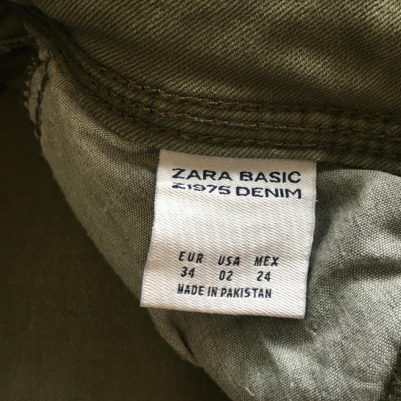 ザラベーシック ZARA BASIC パンツ ワークパンツ、ペインターパンツ 2 無地 X ダメージ加工 カーキ / カーキ /  レディース USED 古着 中古 10016324