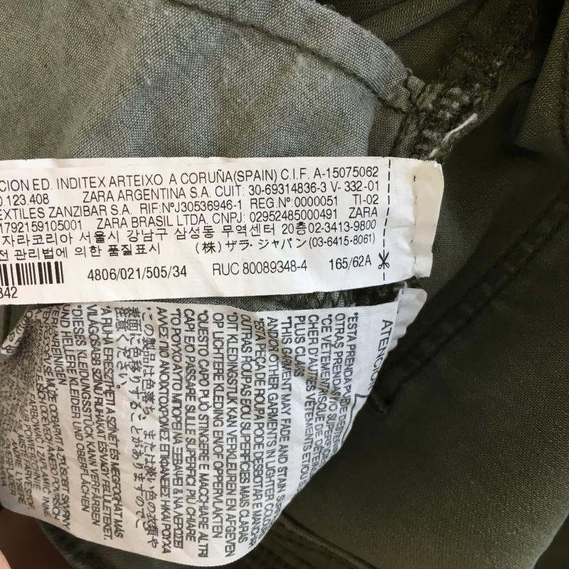 ザラベーシック ZARA BASIC パンツ ワークパンツ、ペインターパンツ 2 無地 X ダメージ加工 カーキ / カーキ /  レディース USED 古着 中古 10016324